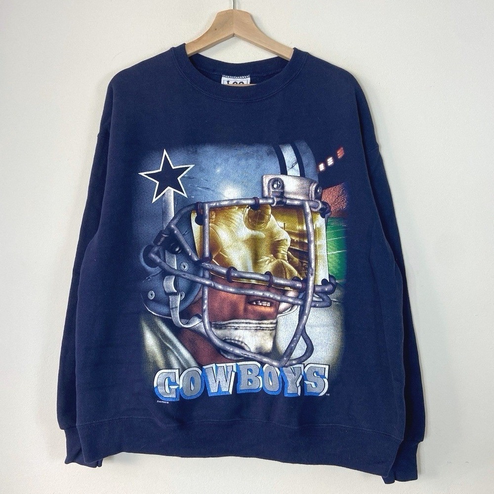 Vintage 90's Nutmeg Dallas Cowboys Helmet NFL Graphic Sweatshirt - Large